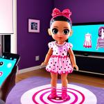 **Prompt for AR LOL Surprise Doll:** "A LOL Surprise doll interacting with projected virtual clothes and accessories via augmented reality on a smartphone, creating a vibrant and interactive digital fashion show, showcasing the doll's style in a modern apartment setting."