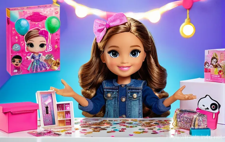 LOL 서프라이즈 캐릭터별 특징 - A joyful French girl, around 9 years old, with bright, sparkling eyes and a wide smile, is in the mi...