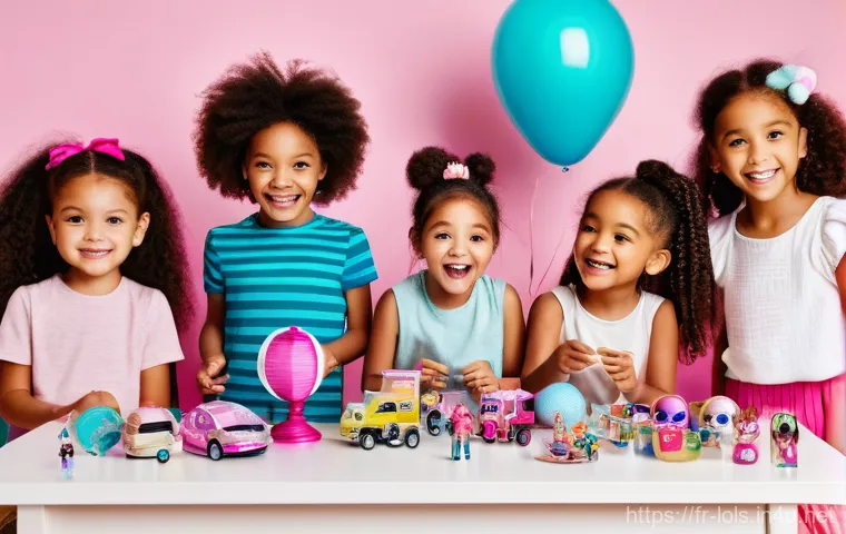 LOL 서프라이즈의 소비자 참여와 팬 콘텐츠 활용 - **Prompt 1: The Excitement of Unboxing**
    "A brightly lit, joyful scene featuring a diverse group...