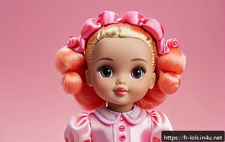 LOL 서프라이즈의 디자인 과정과 스토리텔링 - A highly detailed close-up of a LOL Surprise doll standing on a pastel-colored background, wearing v...