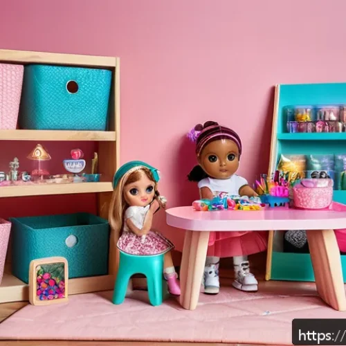 Home 27 LOL 서프라이즈와 함께 즐기는 DIY 놀이 - A bright and cozy children’s playroom corner dedicated to LOL Surprise dolls, featuring a small wood...
