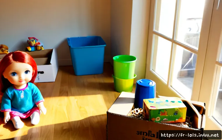 LOL 서프라이즈의 지속 가능성 관련 자료 - Photorealistic sustainable children’s toy scene in a bright French family apartment, an unbranded co...